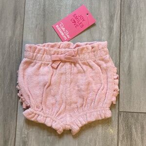 NWT RuffleButts Light Pink Terry Cloth Ruffled Swim Cover-Up Bubble Shorts, 0-3M